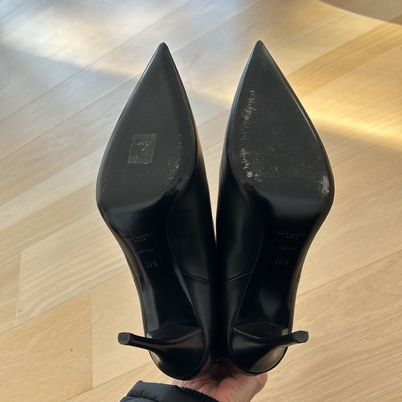 Saint Laurent Mint Bootie Heels Black Leather 39.5 - Picture 7 of 7